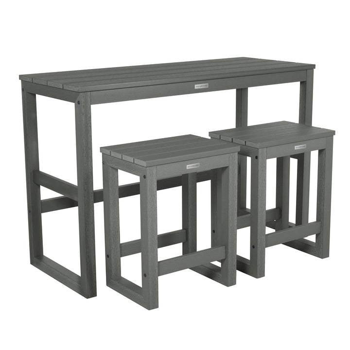 Monroe Modern Counter Height Balcony 3pc Set Dining Highwood USA Coastal Teak