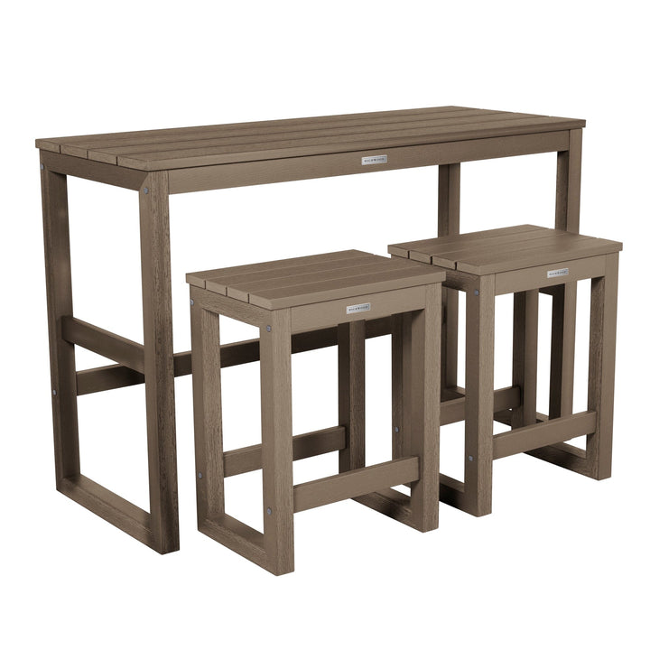 Monroe Modern Counter Height Balcony 3pc Set Dining Highwood USA Woodland Brown