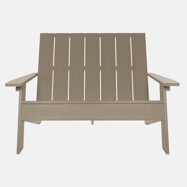 Front view of Italica Modern bench in Woodland Brown