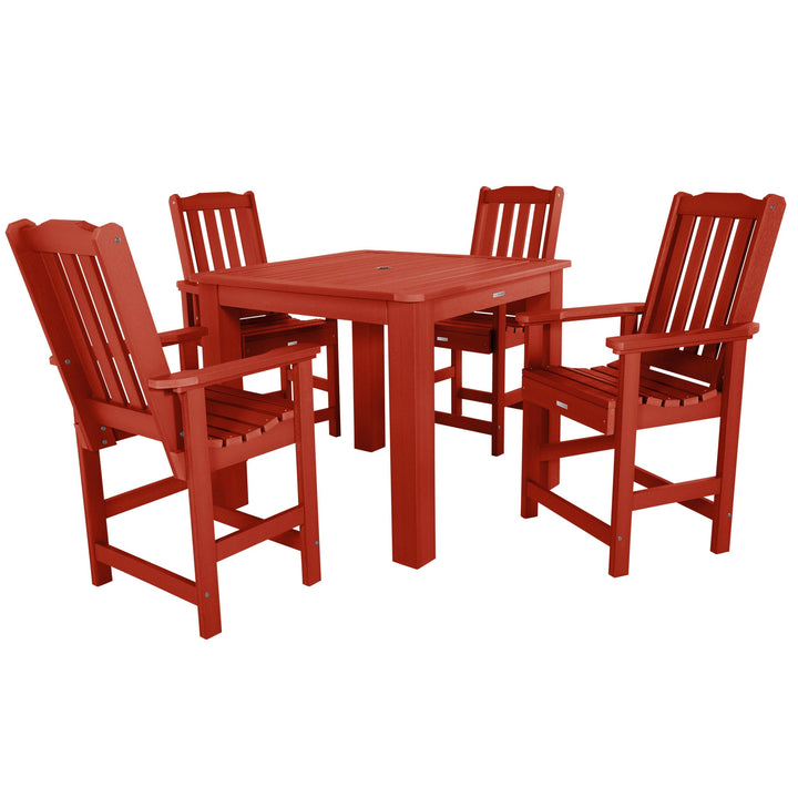 Lehigh 5pc Square Dining Set 42in x 42in - Counter Height Dining Highwood USA Rustic Red