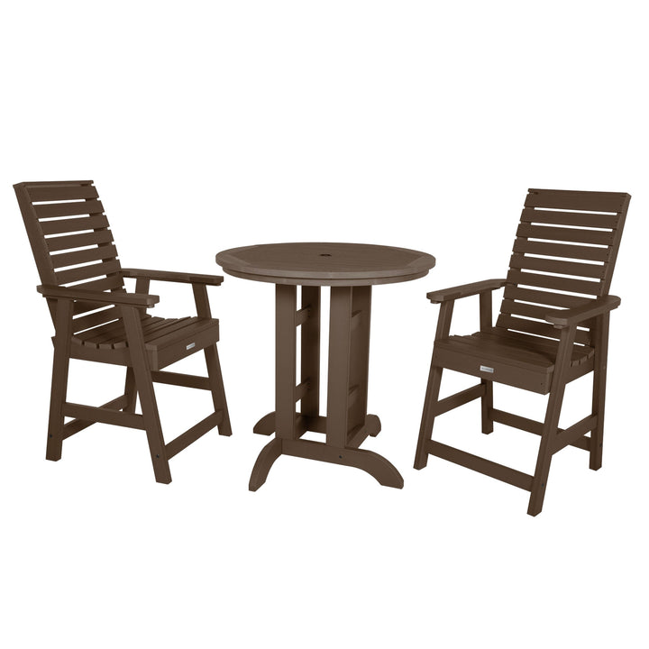 Weatherly 3pc 36in Round Dining Set - Counter Height Dining Highwood USA Weathered Acorn