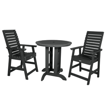 Weatherly 3pc 36in Round Dining Set - Counter Height Dining Highwood USA Black