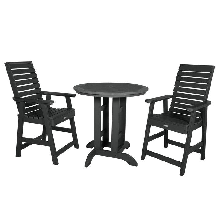 Weatherly 3pc 36in Round Dining Set - Counter Height Dining Highwood USA Black
