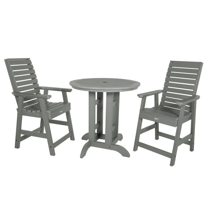Weatherly 3pc 36in Round Dining Set - Counter Height Dining Highwood USA Coastal Teak