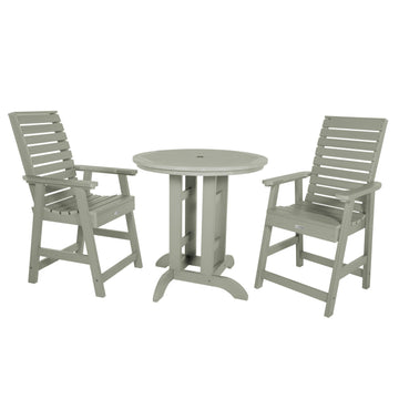 Weatherly 3pc 36in Round Dining Set - Counter Height Dining Highwood USA Eucalyptus