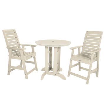Weatherly 3pc 36in Round Dining Set - Counter Height Dining Highwood USA Whitewash