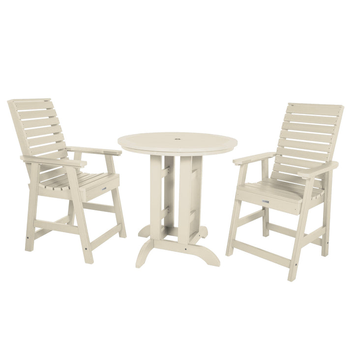 Weatherly 3pc 36in Round Dining Set - Counter Height Dining Highwood USA Whitewash