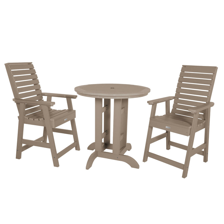Weatherly 3pc 36in Round Dining Set - Counter Height Dining Highwood USA Woodland Brown