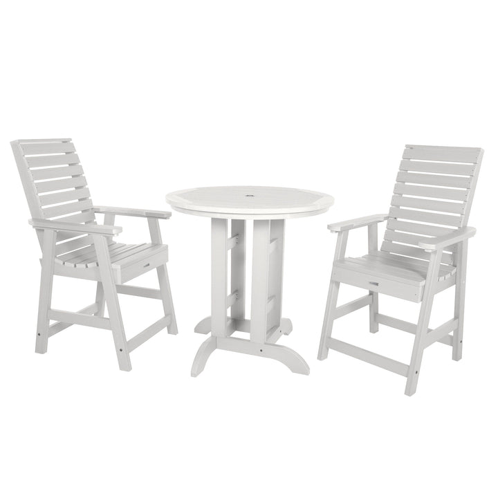 Weatherly 3pc 36in Round Dining Set - Counter Height Dining Highwood USA White