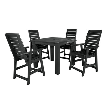 Weatherly 5pc Square Dining Set 42in x 42in- Counter Height Dining Highwood USA Black