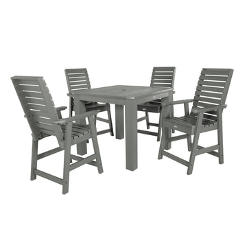 Weatherly 5pc Square Dining Set 42in x 42in- Counter Height Dining Highwood USA Coastal Teak