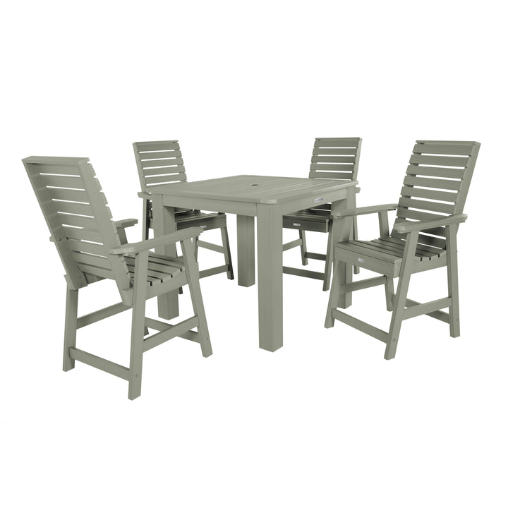 Weatherly 5pc Square Dining Set 42in x 42in- Counter Height Dining Highwood USA Eucalyptus
