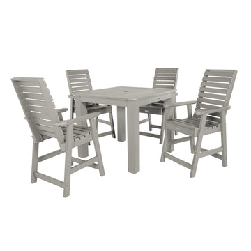 Weatherly 5pc Square Dining Set 42in x 42in- Counter Height Dining Highwood USA Harbor Gray