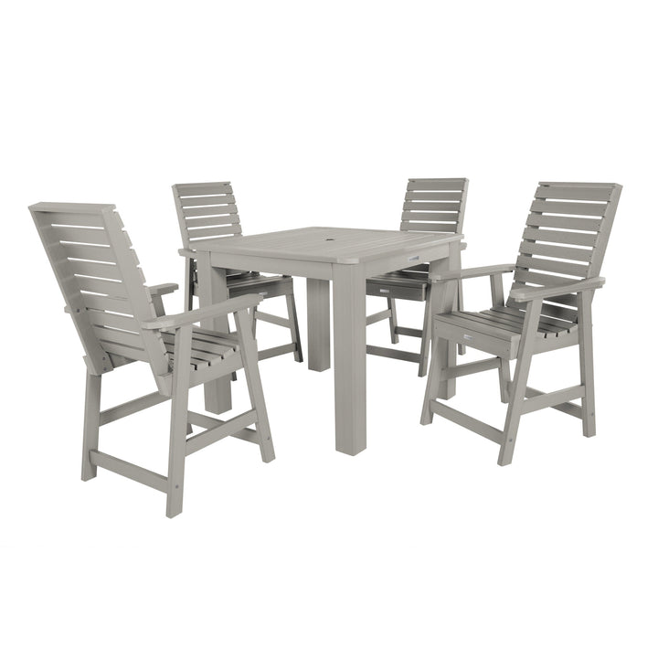 Weatherly 5pc Square Dining Set 42in x 42in- Counter Height Dining Highwood USA Harbor Gray