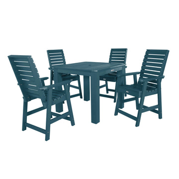 Weatherly 5pc Square Dining Set 42in x 42in- Counter Height Dining Highwood USA Nantucket Blue
