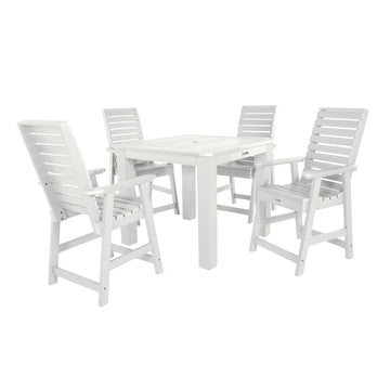 Weatherly 5pc Square Dining Set 42in x 42in- Counter Height Dining Highwood USA White
