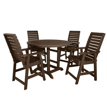 Weatherly 5pc 48in Round Dining Set - Counter Height Dining Highwood USA Weathered Acorn