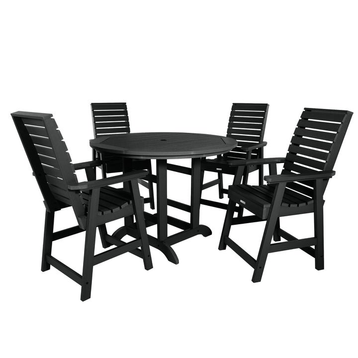 Weatherly 5pc 48in Round Dining Set - Counter Height Dining Highwood USA Black