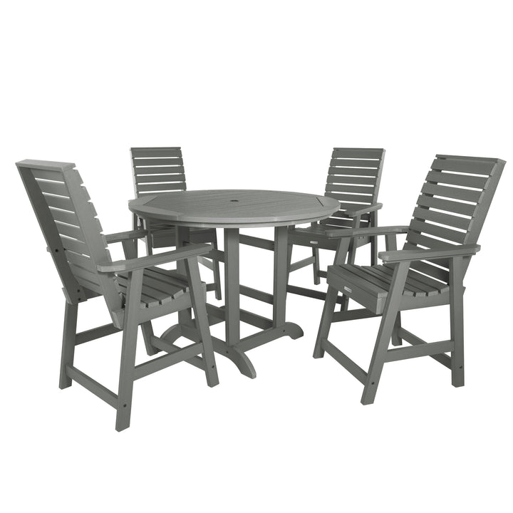 Weatherly 5pc 48in Round Dining Set - Counter Height Dining Highwood USA Coastal Teak