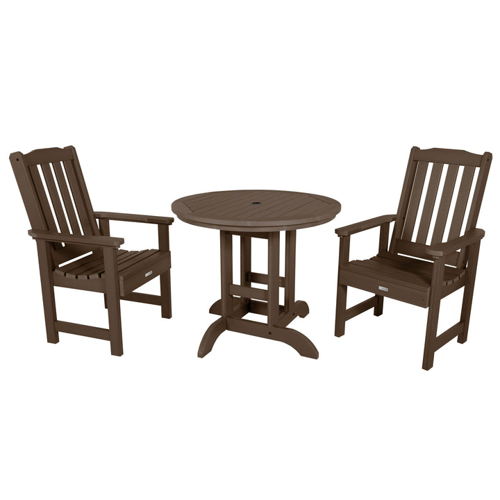 Lehigh 3pc 36in Round Dining Set - Dining Height Dining Highwood USA Weathered Acorn