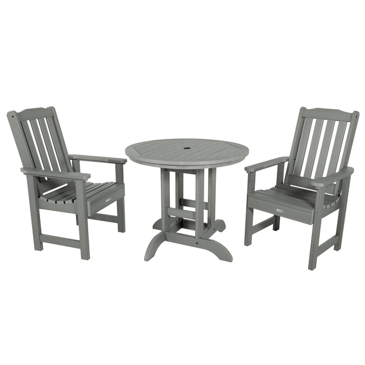 Lehigh 3pc 36in Round Dining Set - Dining Height Dining Highwood USA Coastal Teak