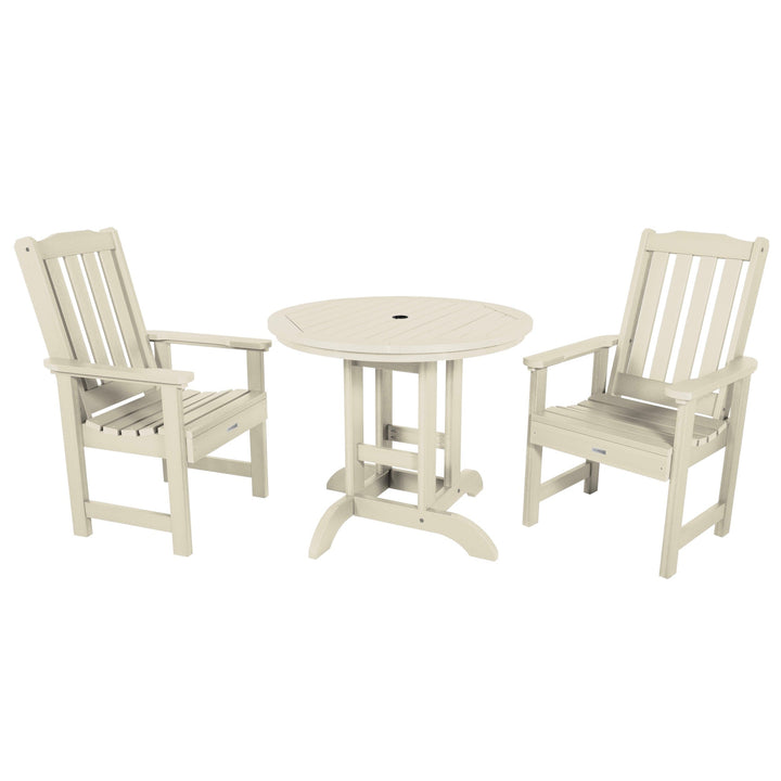 Lehigh 3pc 36in Round Dining Set - Dining Height Dining Highwood USA Whitewash