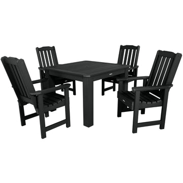 Lehigh 5pc Square Dining Set 42in x 42in - Dining Height Dining Highwood USA Black