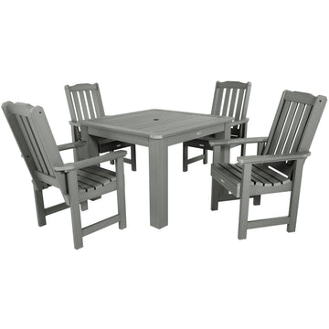 Lehigh 5pc Square Dining Set 42in x 42in - Dining Height Dining Highwood USA Coastal Teak