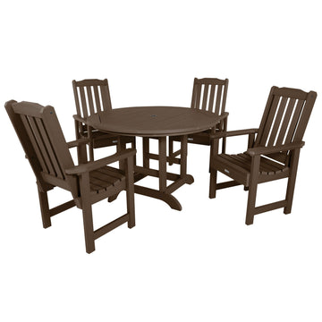 Lehigh 5pc 48in Round Dining Set - Dining Height Dining Highwood USA Weathered Acorn