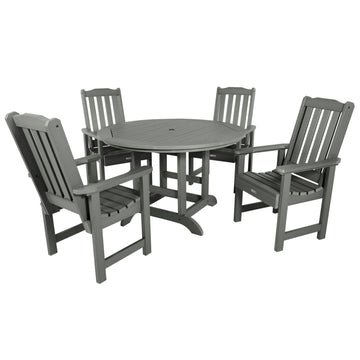 Lehigh 5pc 48in Round Dining Set - Dining Height Dining Highwood USA Coastal Teak