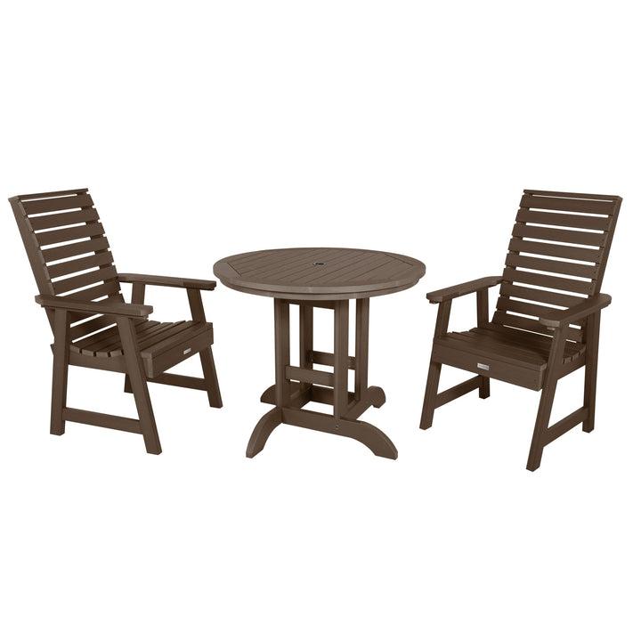 Weatherly 3pc 36in Round Dining Set - Dining Height Dining Highwood USA Weathered Acorn