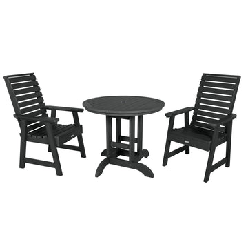 Weatherly 3pc 36in Round Dining Set - Dining Height Dining Highwood USA Black