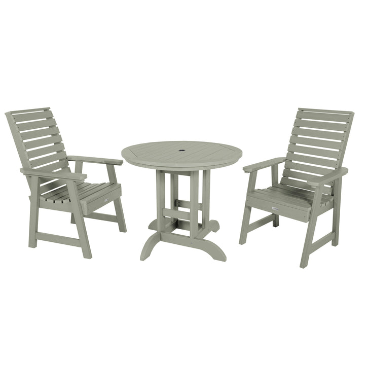 Weatherly 3pc 36in Round Dining Set - Dining Height Dining Highwood USA Eucalyptus