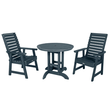 Weatherly 3pc 36in Round Dining Set - Dining Height Dining Highwood USA Federal Blue