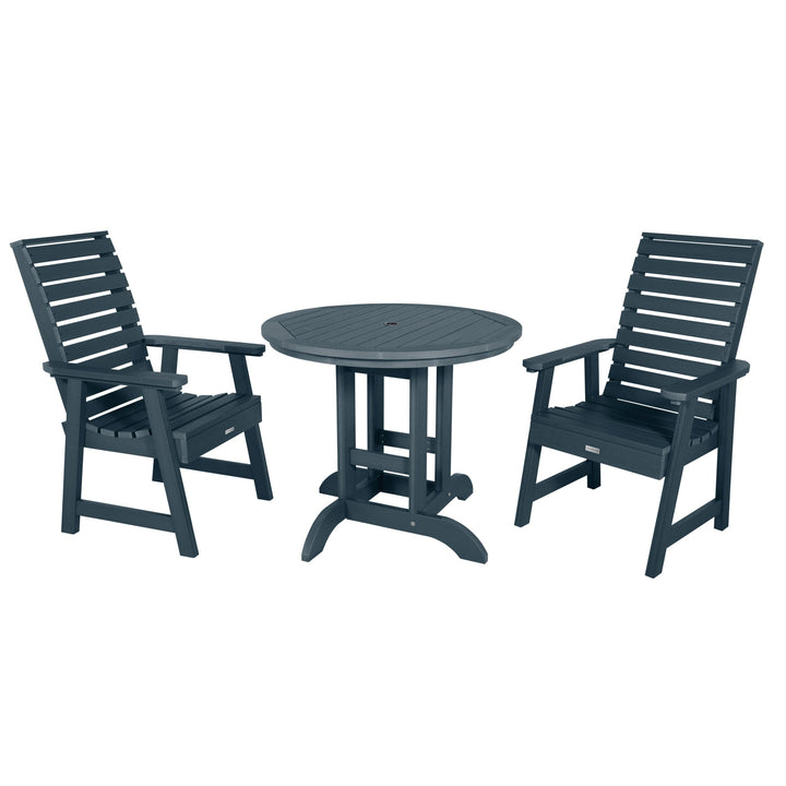 Weatherly 3pc 36in Round Dining Set - Dining Height Dining Highwood USA Federal Blue