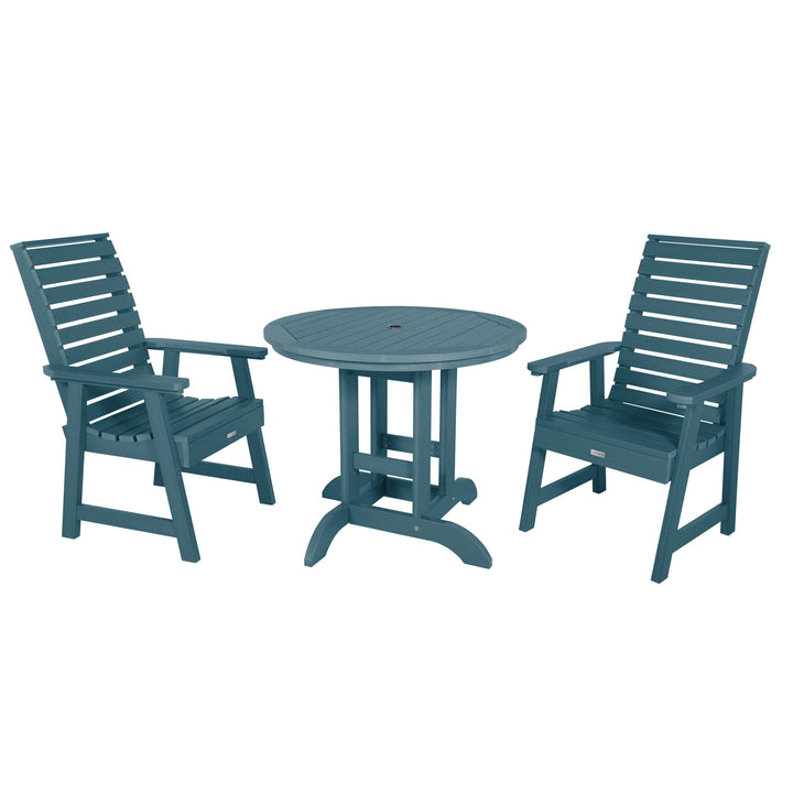 Weatherly 3pc 36in Round Dining Set - Dining Height Dining Highwood USA Nantucket Blue