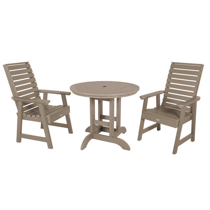 Weatherly 3pc 36in Round Dining Set - Dining Height Dining Highwood USA Woodland Brown