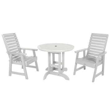 Weatherly 3pc 36in Round Dining Set - Dining Height Dining Highwood USA White