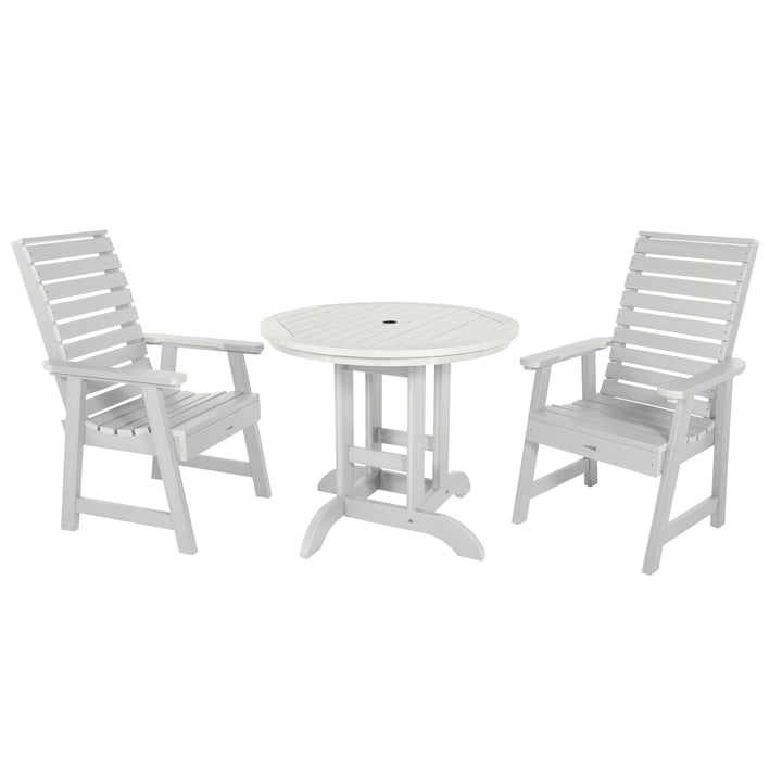 Weatherly 3pc 36in Round Dining Set - Dining Height Dining Highwood USA White