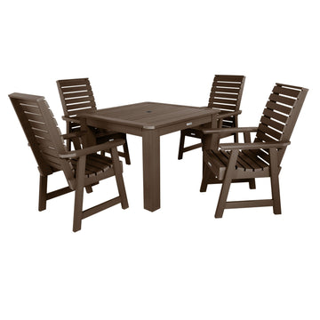 Weatherly 5pc Square Dining Set 42in x 42in - Dining Height Dining Highwood USA Weathered Acorn