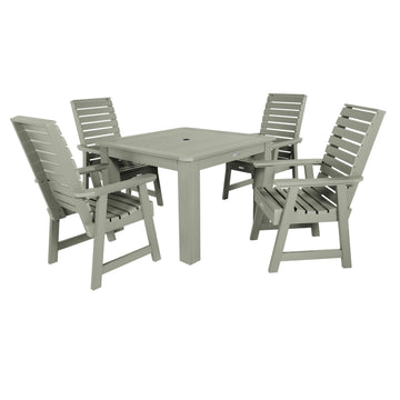 Weatherly 5pc Square Dining Set 42in x 42in - Dining Height Dining Highwood USA Eucalyptus