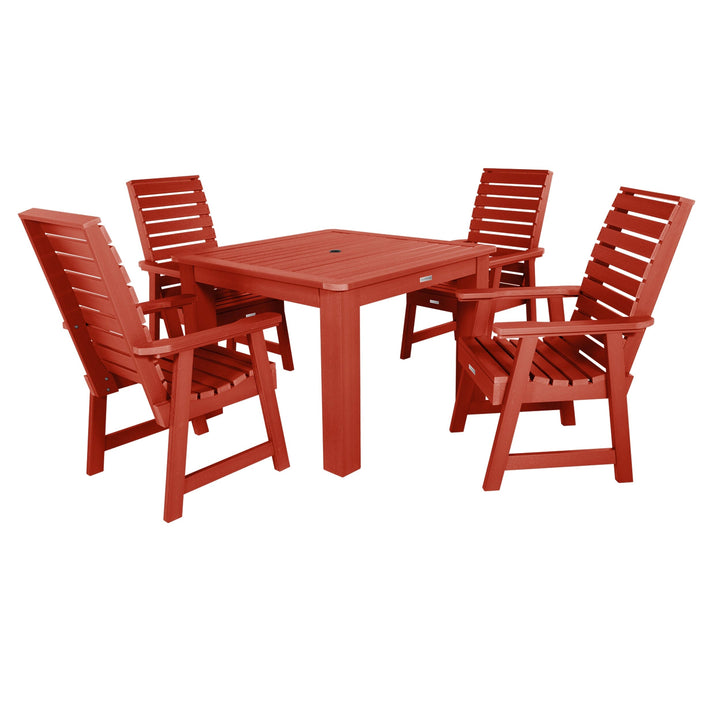 Weatherly 5pc Square Dining Set 42in x 42in - Dining Height Dining Highwood USA Rustic Red