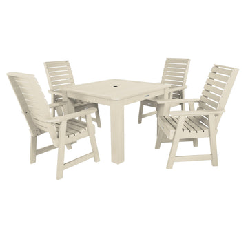 Weatherly 5pc Square Dining Set 42in x 42in - Dining Height Dining Highwood USA Whitewash
