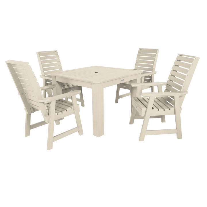 Weatherly 5pc Square Dining Set 42in x 42in - Dining Height Dining Highwood USA Whitewash
