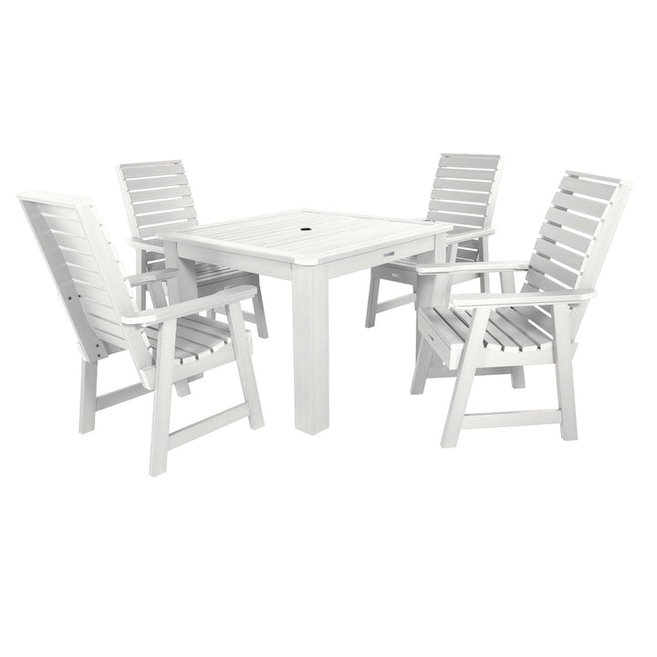 Weatherly 5pc Square Dining Set 42in x 42in - Dining Height Dining Highwood USA White