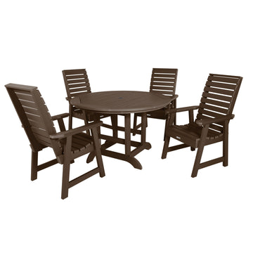 Weatherly 5pc 48in Round Dining Set - Dining Height Dining Highwood USA Weathered Acorn