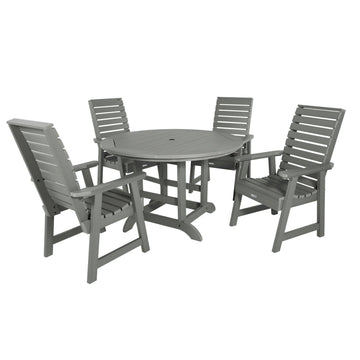 Weatherly 5pc 48in Round Dining Set - Dining Height Dining Highwood USA Coastal Teak