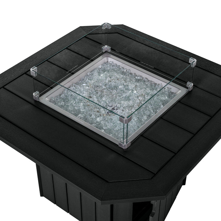 Top view of Oasis fire table in Black.