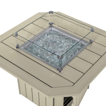 Top view of Oasis fire table in Whitewash