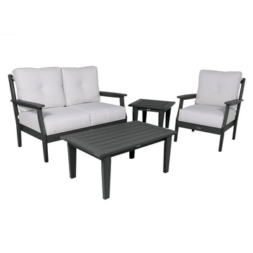 Lehigh Deep Seating 4 Piece Loveseat and Chair Set Deep Seating Highwood USA Bliss Linen Black